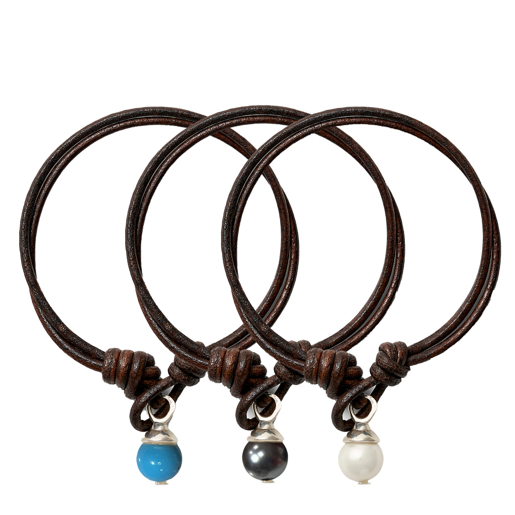 Teeny Sterling + Brown Leather Trio