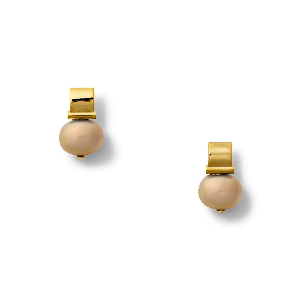 Petite + Sweet Smooth Pebble Pearl Post Earrings