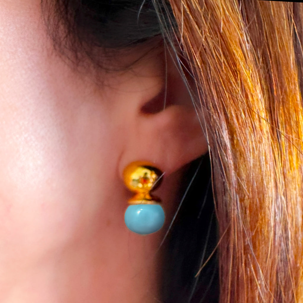 Baby Pebble Orb Earring  Turquoise