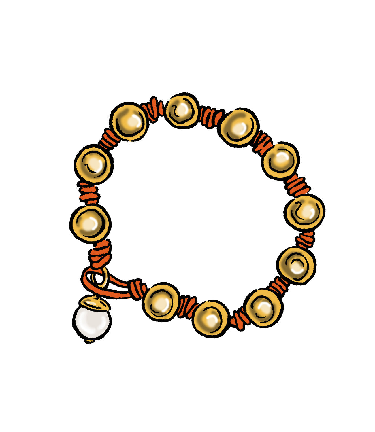 The Gold Ball + Pearl Knotting Bracelet