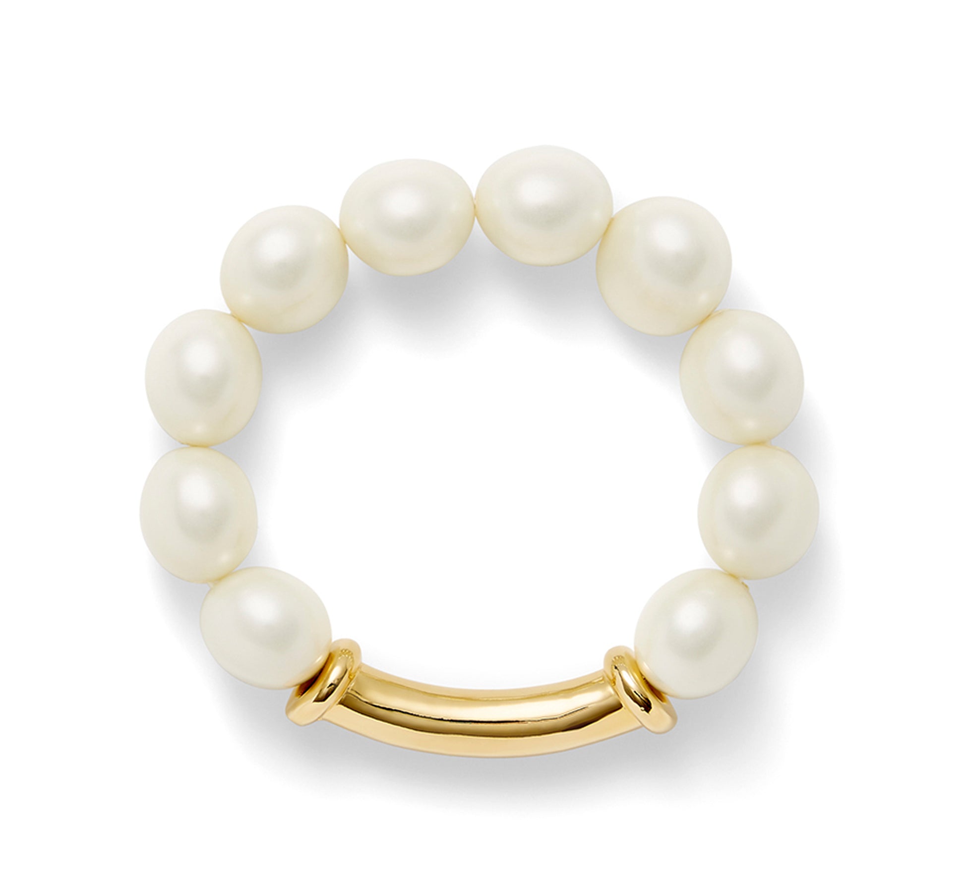 Big Pebble Stack Bracelet in white and gold