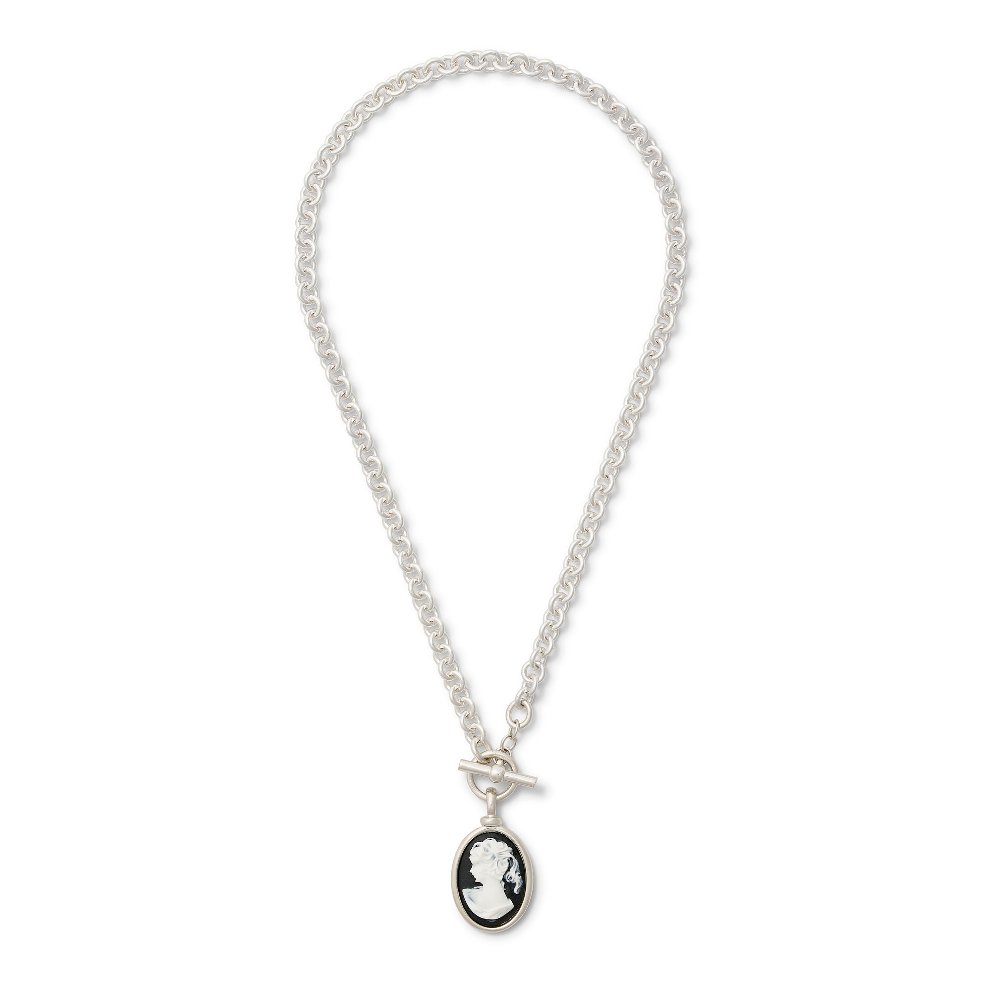 Classic Cameo Sterling Cable Pendant Necklace