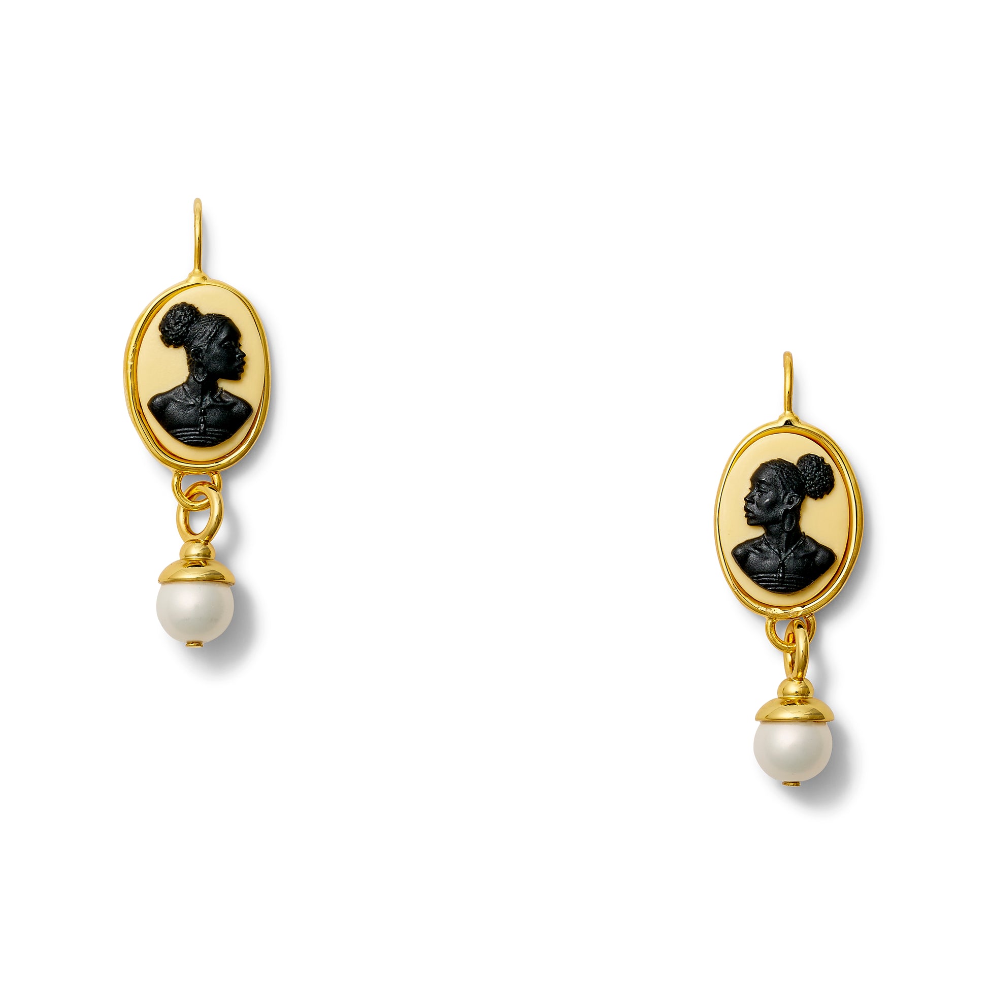 Classic Cameo Pearl Dangle Drop Earrings