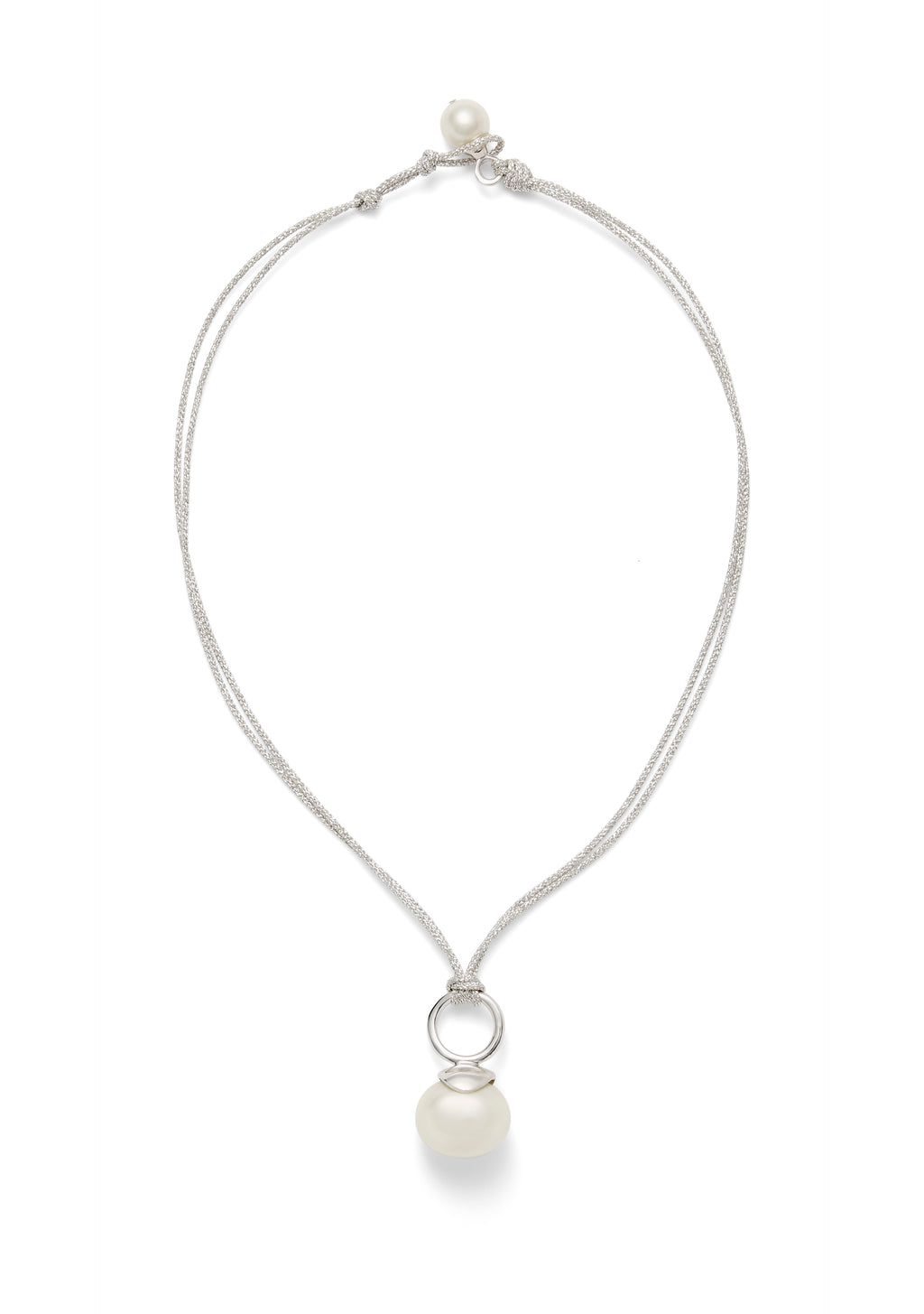 Pebble Pearl Cord Pendant Sterling