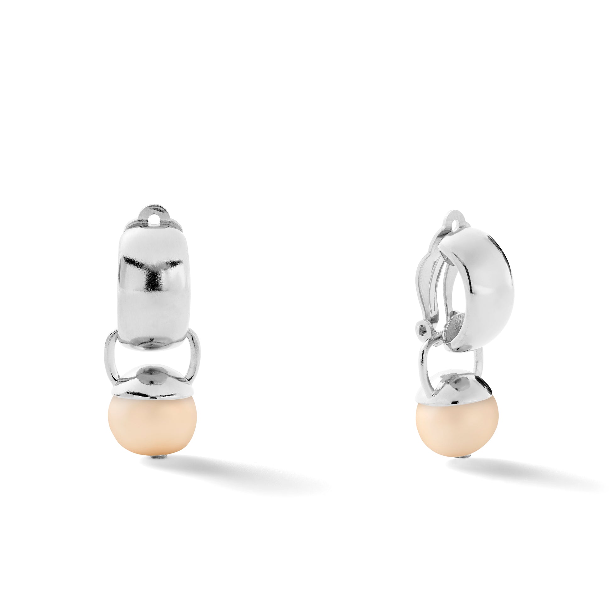 Sculpted Sterling Clip Earring with Pebble Pearl