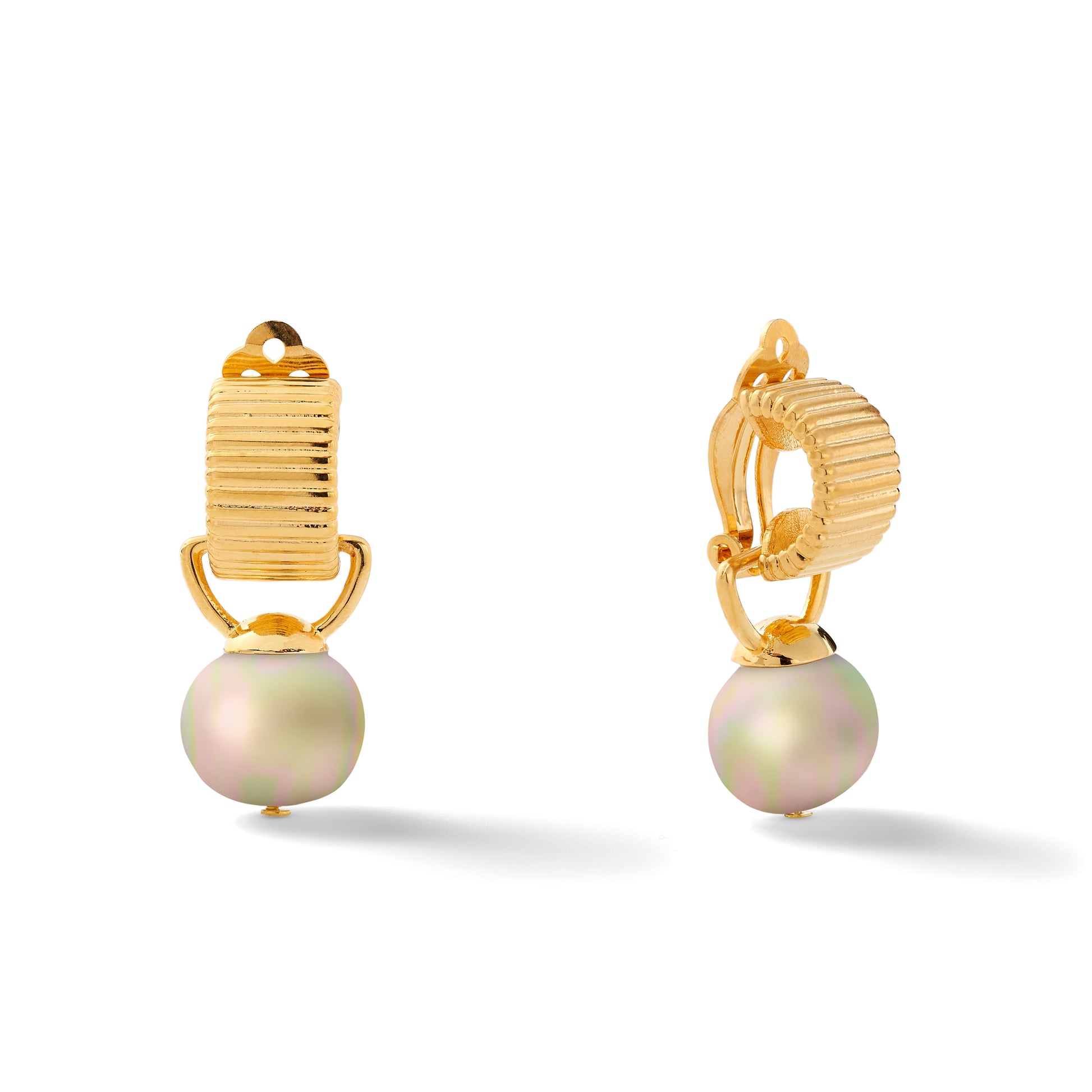 Scalloped Ear Clips with Detachable Drop Medium