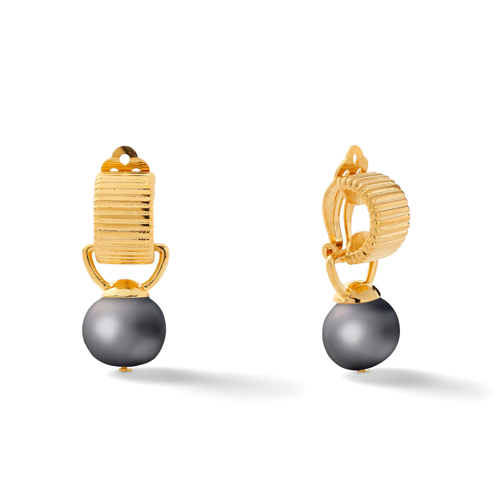 Scalloped Ear Clips with Detachable Drop Medium