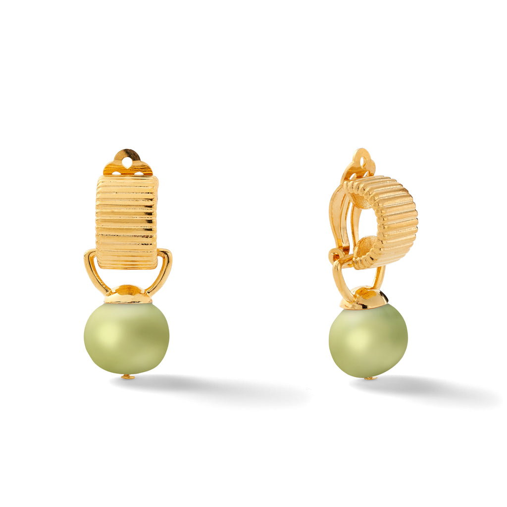 Scalloped Ear Clips with Detachable Drop Medium