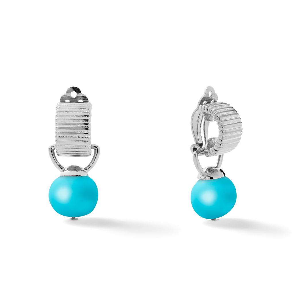 Scalloped Sterling Clip On Earring with Pebble Pearl Drop