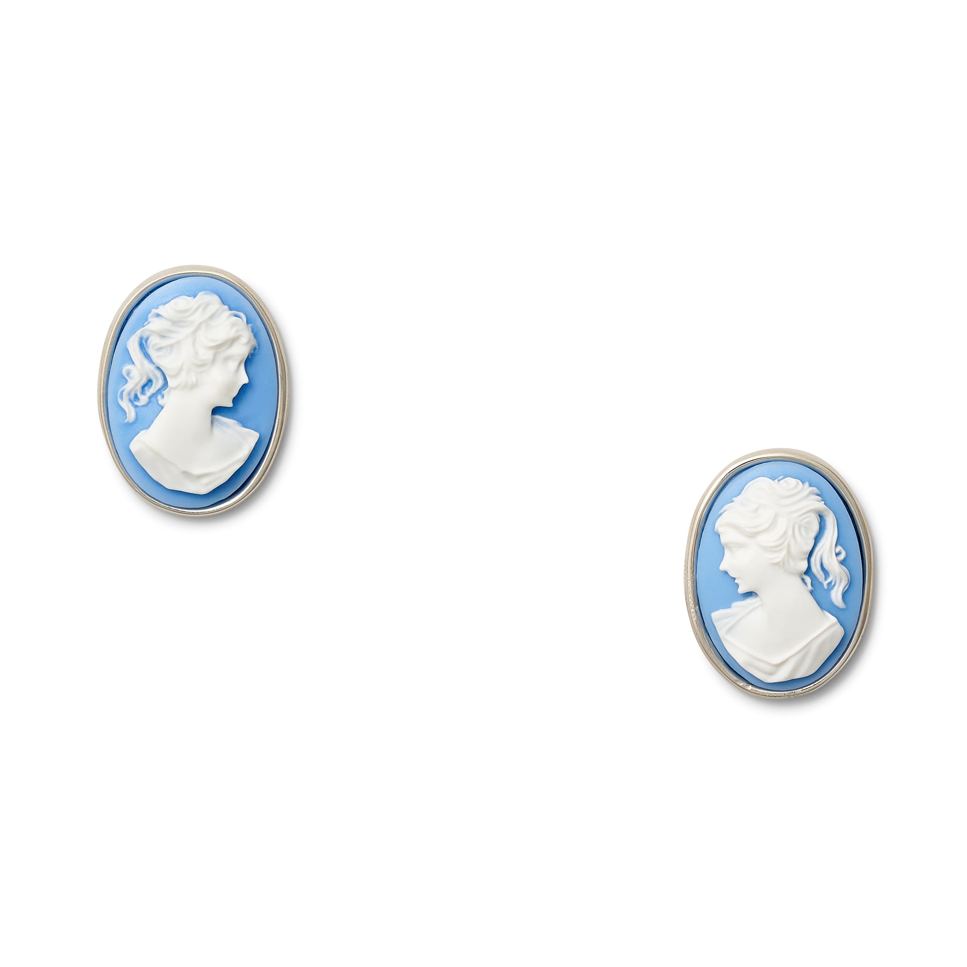 Grande Cameo Sterling Silver Earrings