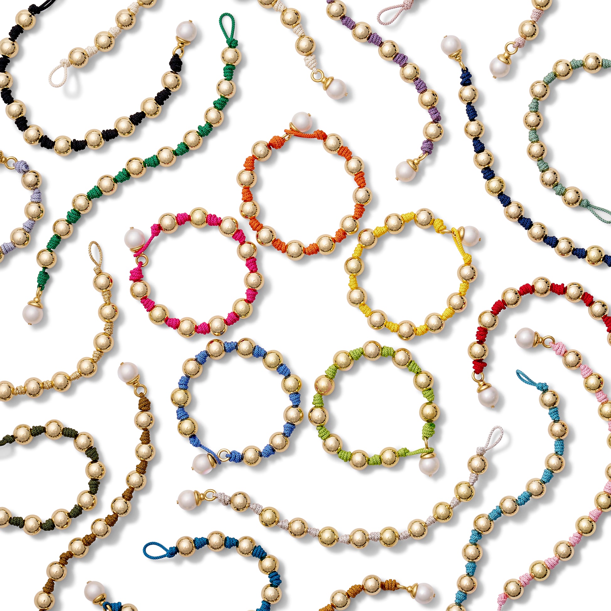 The Gold Ball + Pearl Knotting Bracelet