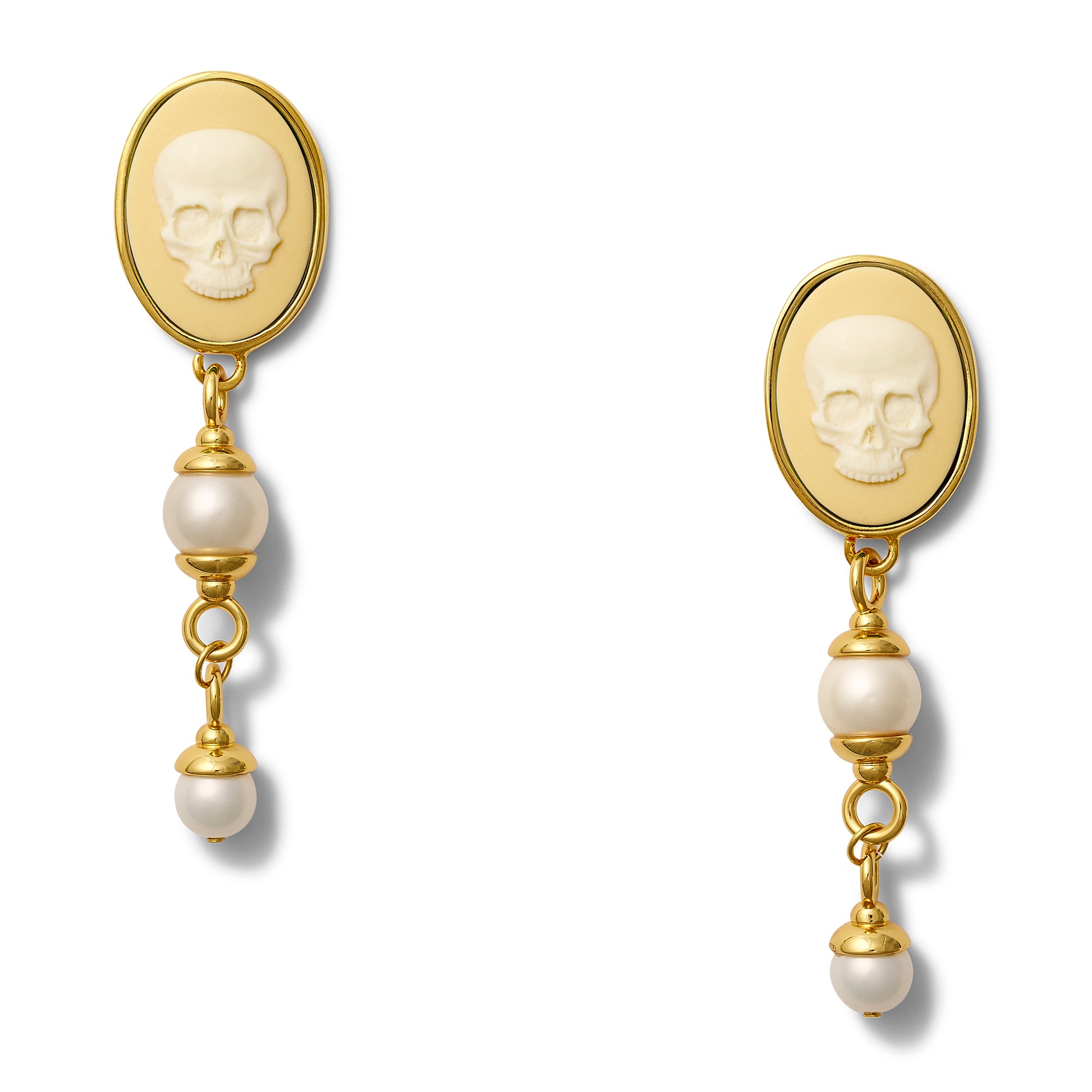 Ivoire Skull Grande Pearl Cascade Earrings
