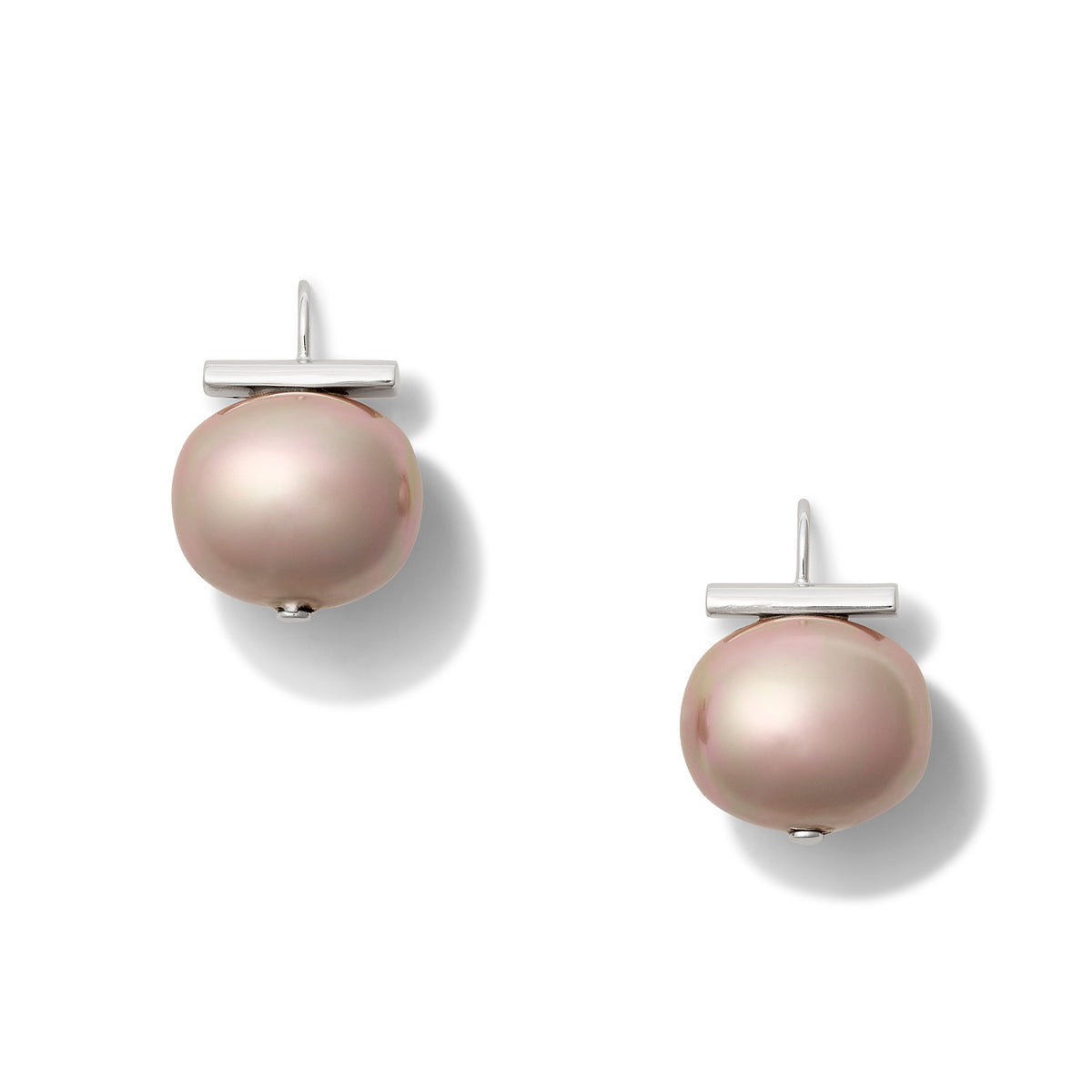Statement Making Lilac Pebble Pearl Earring (Large)~Sterling Silver