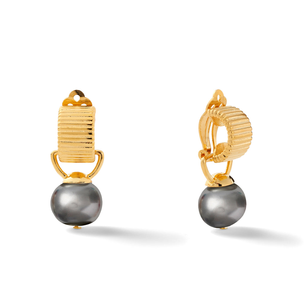 Scalloped Ear Clips with Detachable Drop Medium