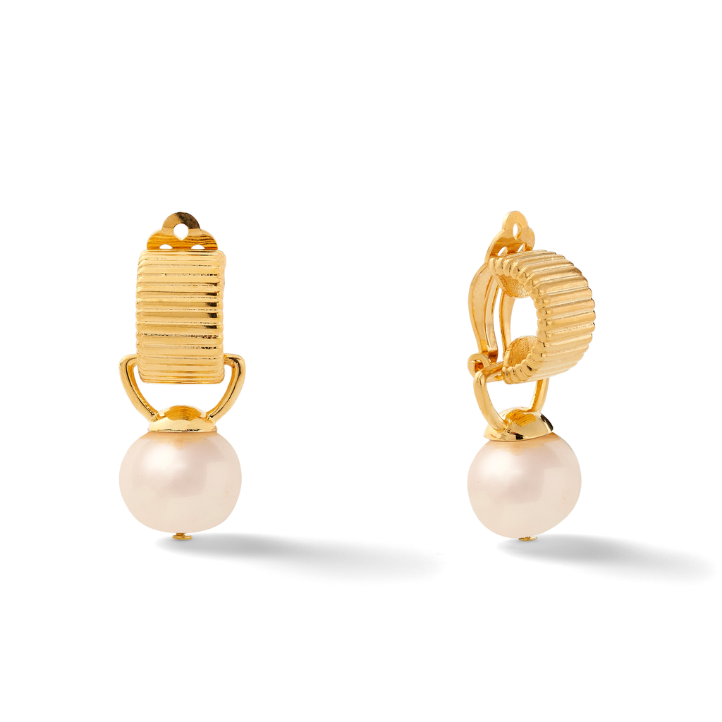 Scalloped Ear Clips with Detachable Drop Medium