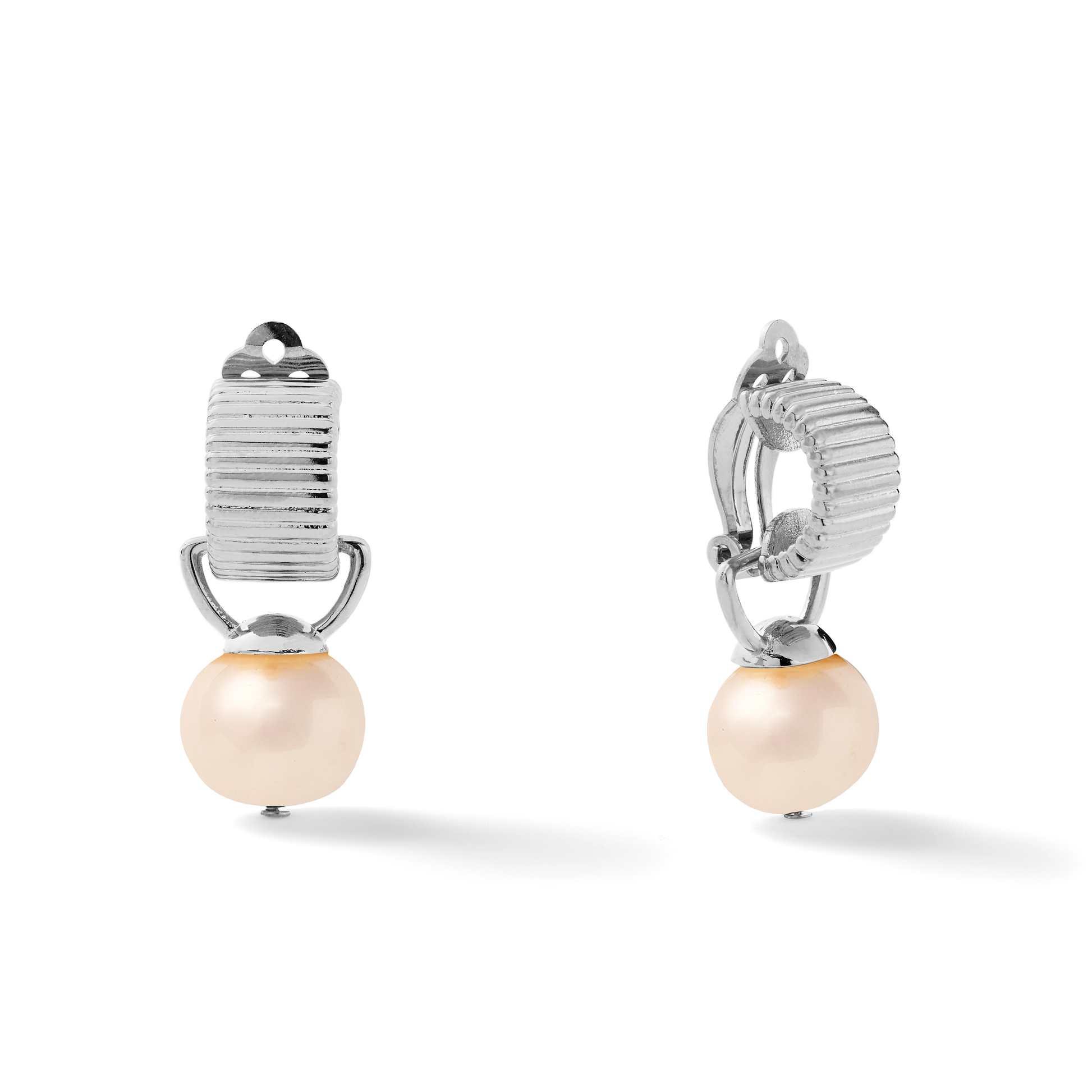 Sterling Scalloped Ear Clips with Detachable Drop Medium