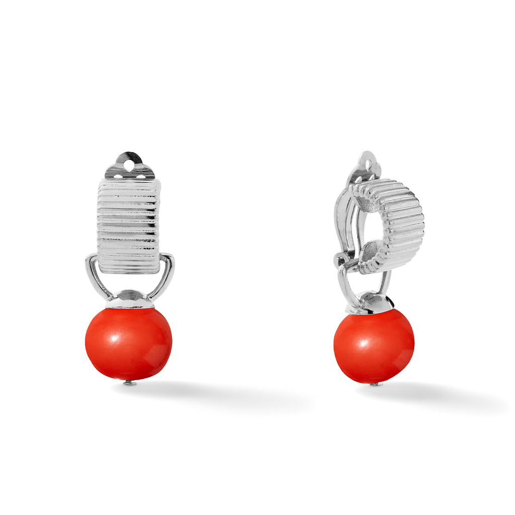 Sterling Scalloped Ear Clips with Detachable Drop Medium