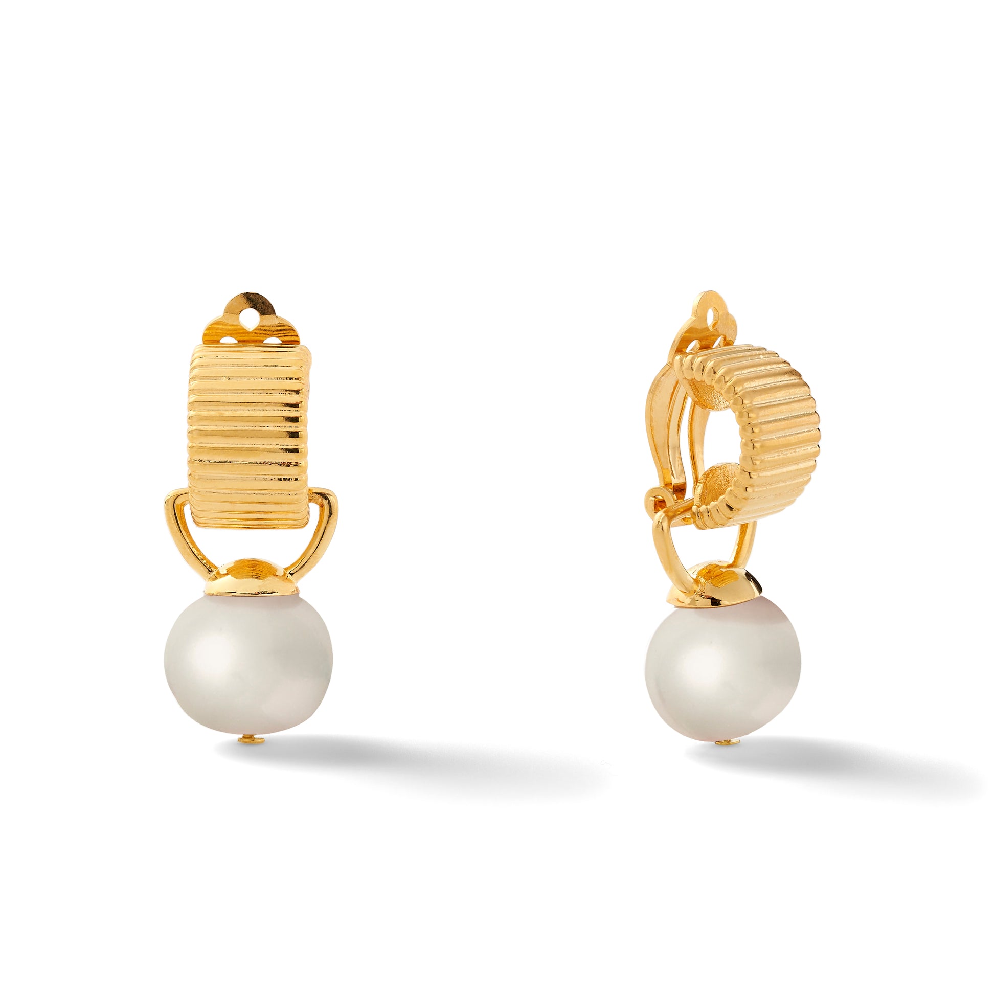 Scalloped Ear Clips with Detachable Drop Medium