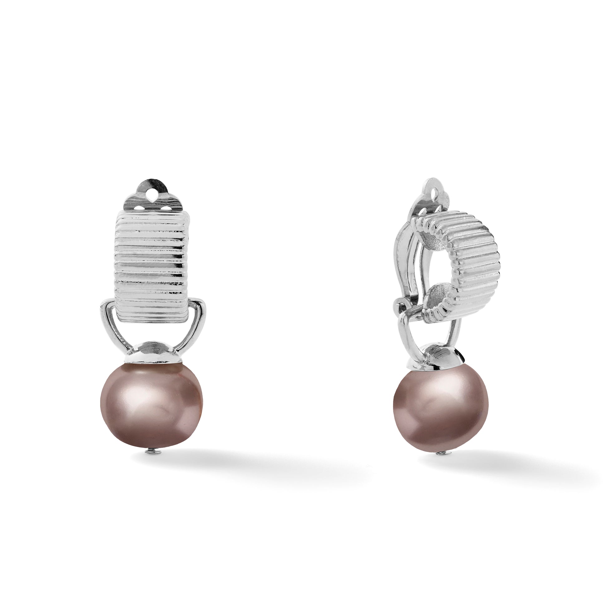 Sterling Scalloped Ear Clips with Detachable Drop Medium