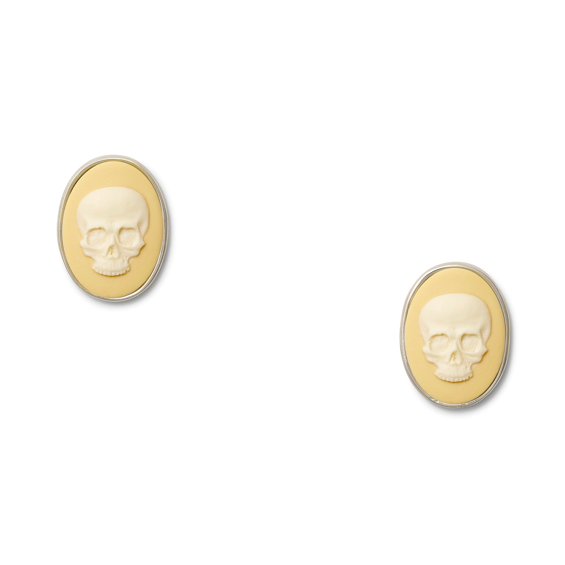 Sterling Ivoire Skull Earring