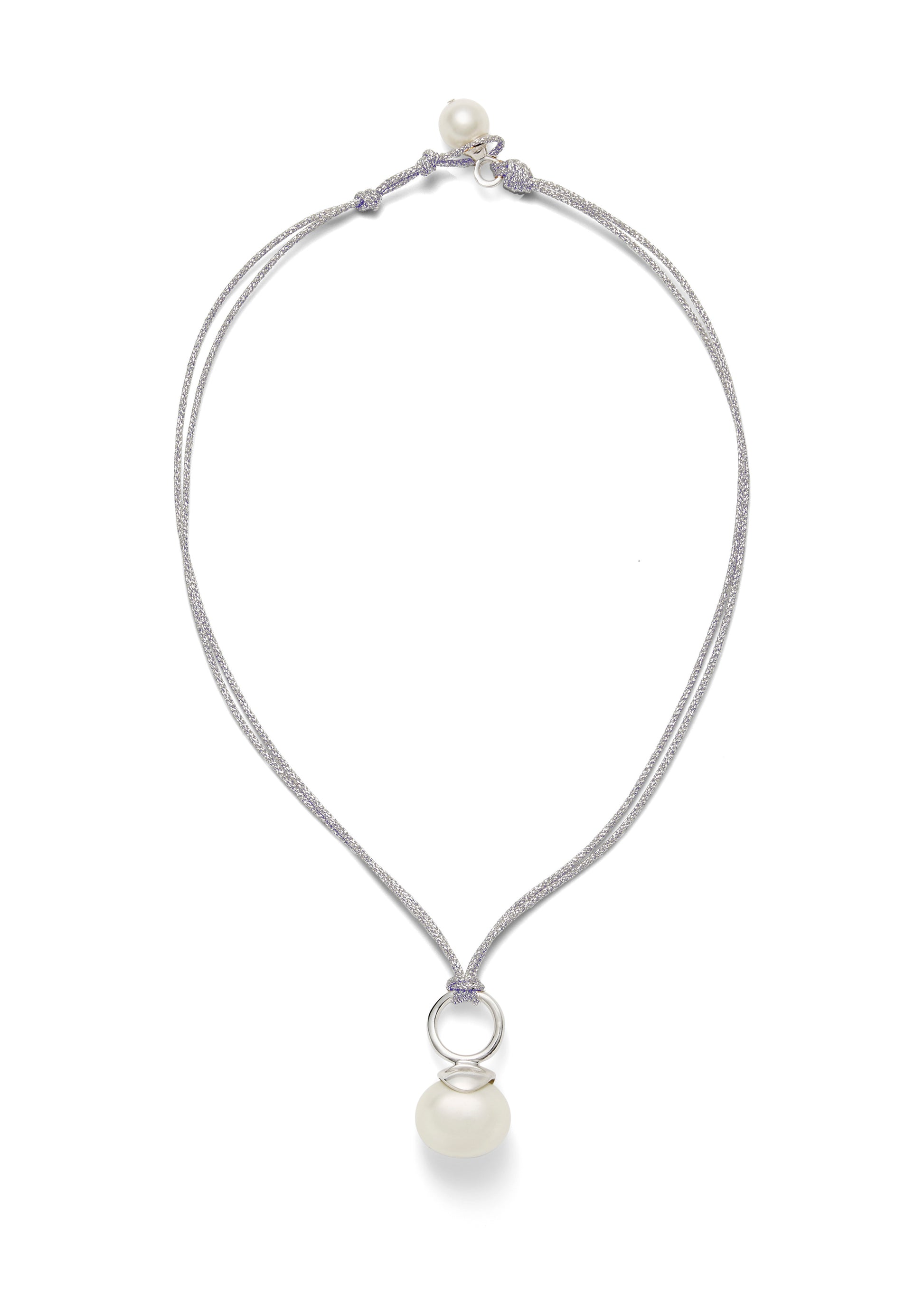 Pebble Pearl Cord Pendant Sterling