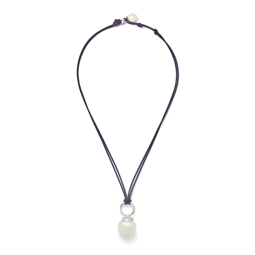 Pebble Pearl Cord Pendant Sterling
