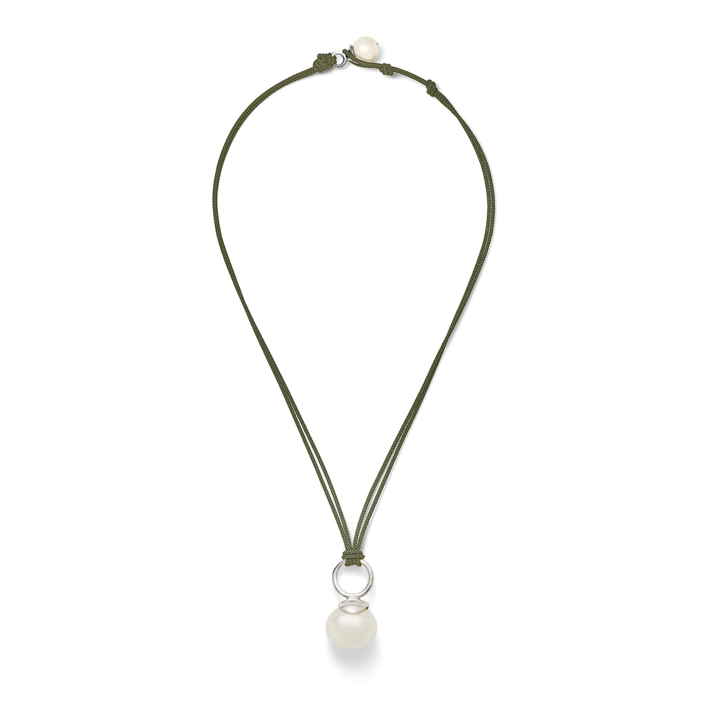 Pebble Pearl Cord Pendant Sterling