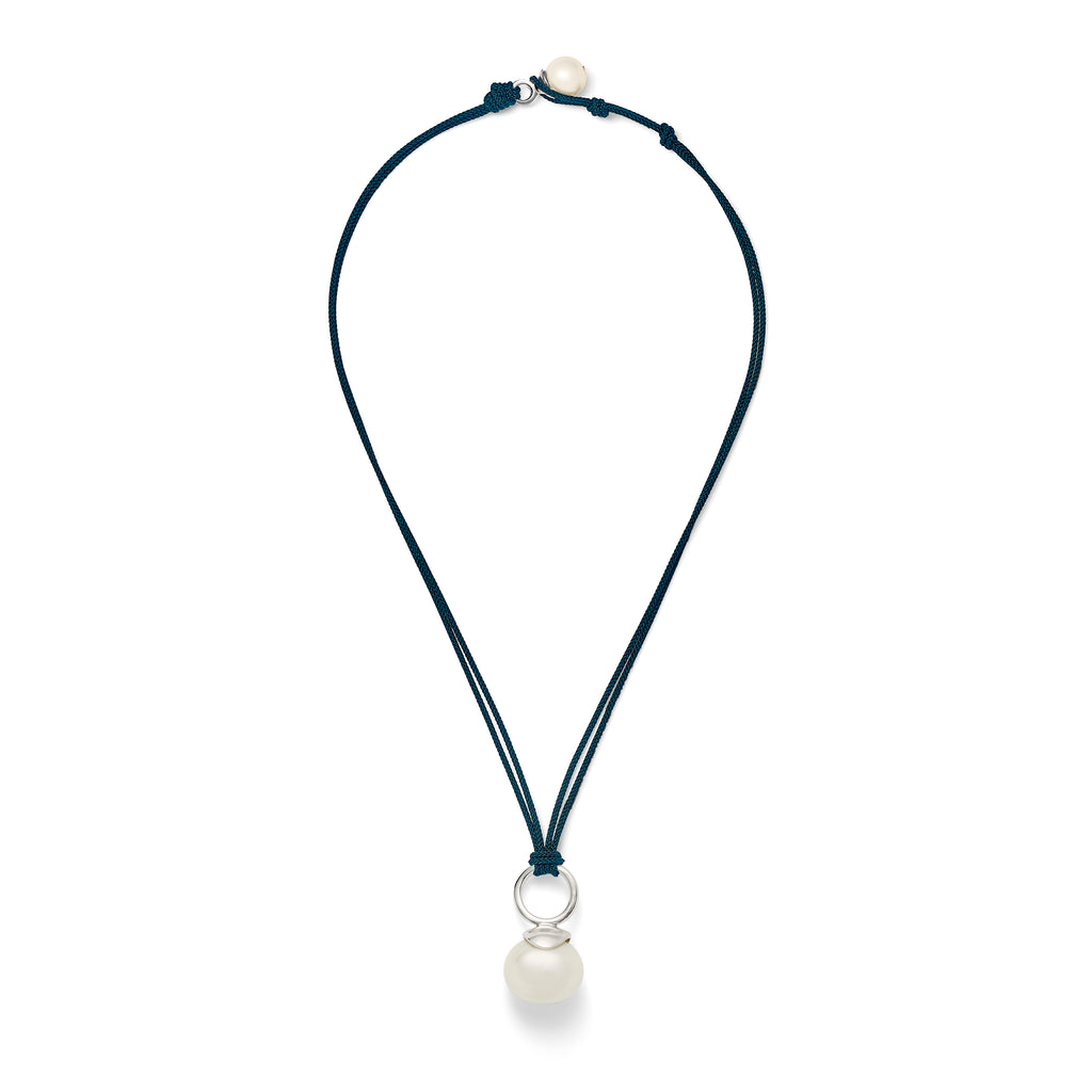 Pebble Pearl Cord Pendant Sterling