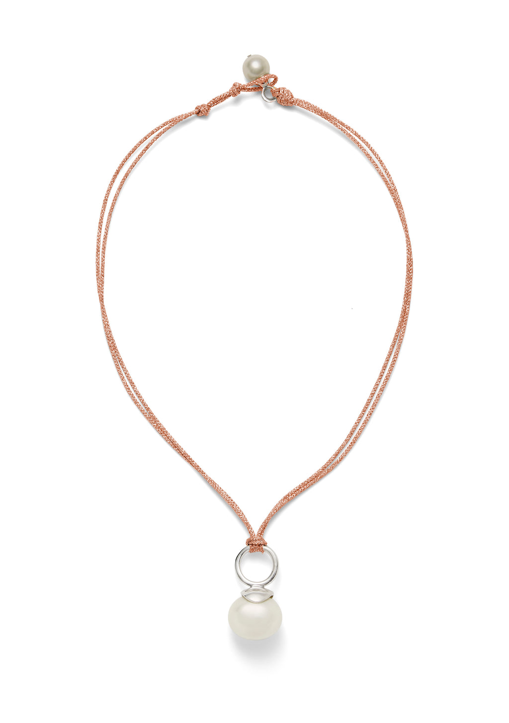 Pebble Pearl Cord Pendant Sterling