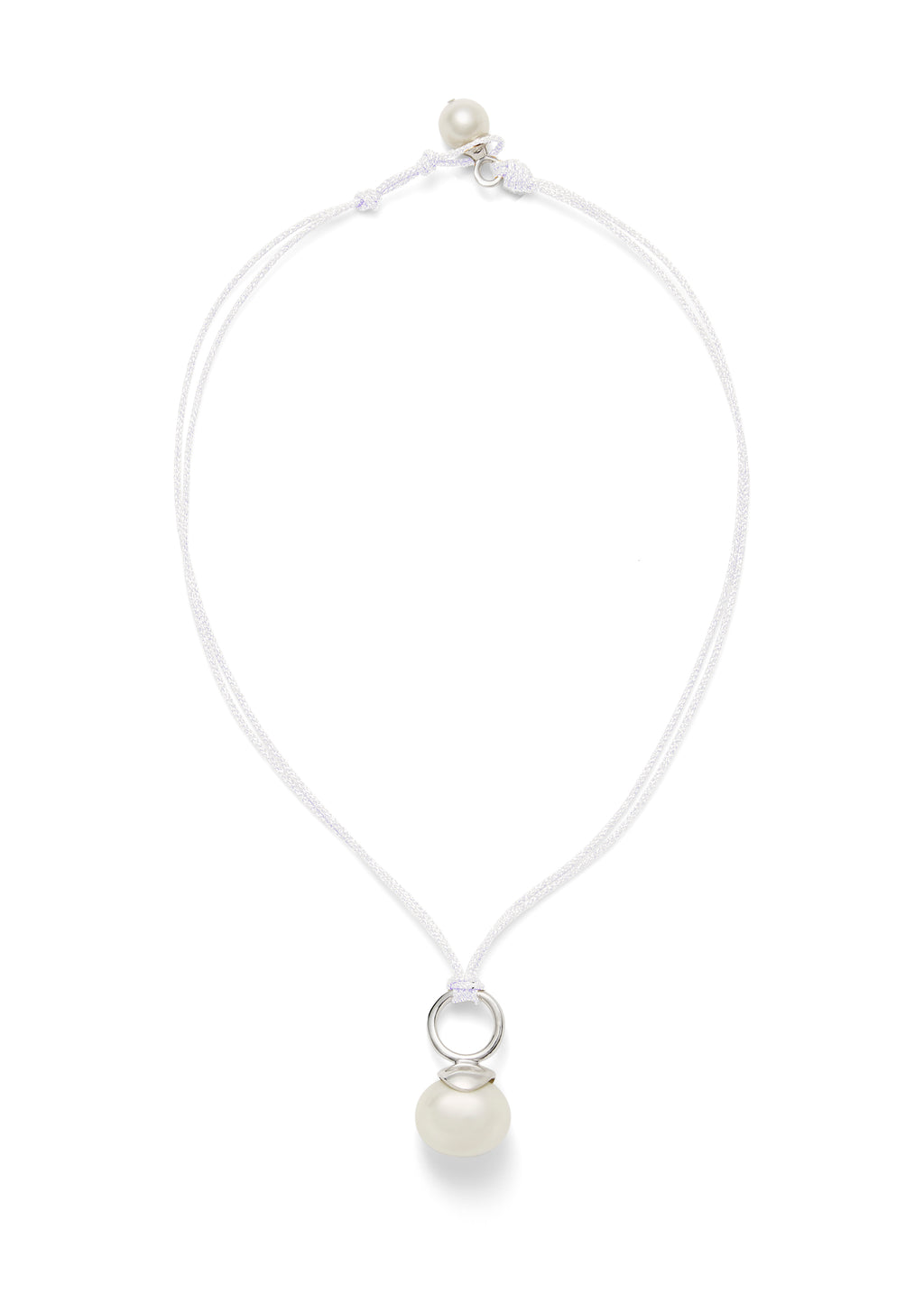 Pebble Pearl Cord Pendant Sterling