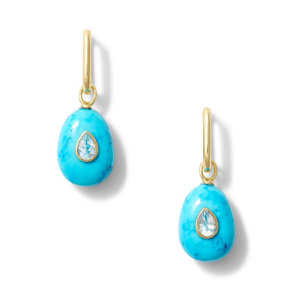 Turquoise & Blue Topaz Drop Earrings