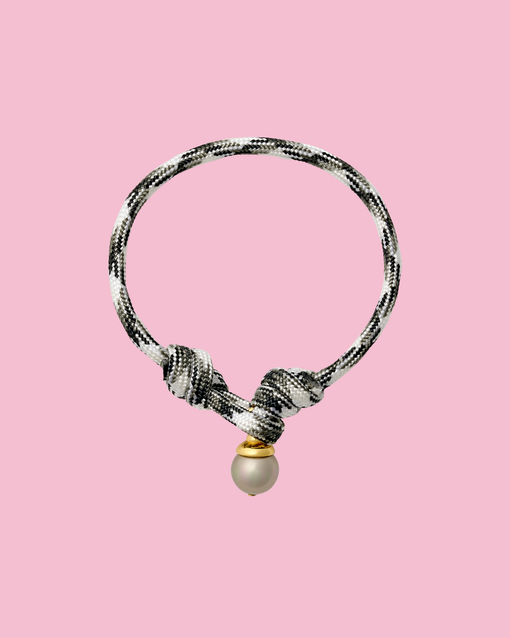 Salt, Pepper + Grey Pearl Paracord Bracelet