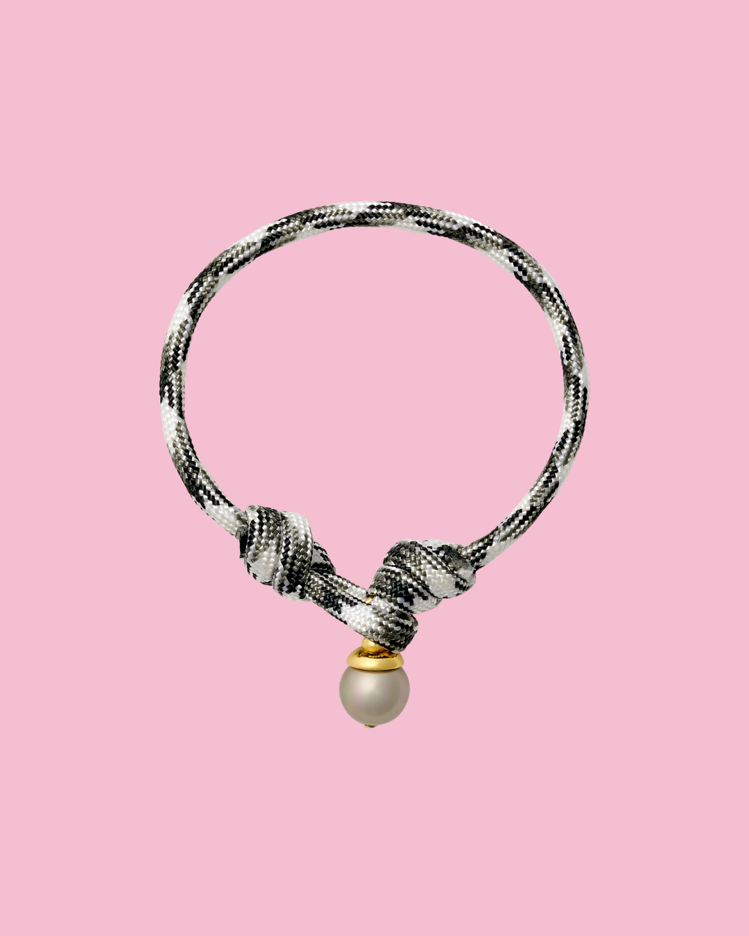 Salt, Pepper + Grey Pearl Paracord Bracelet