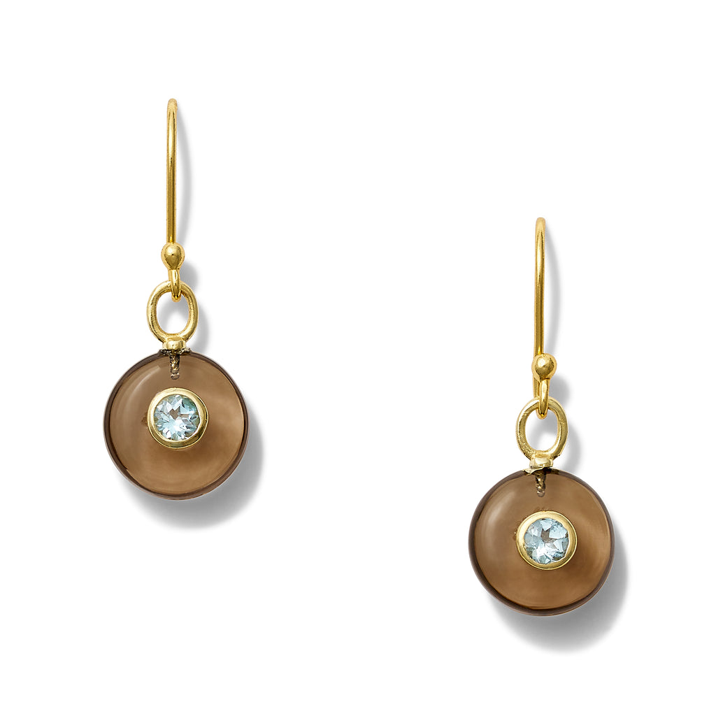 Smokey Quartz Blue Ice Earring