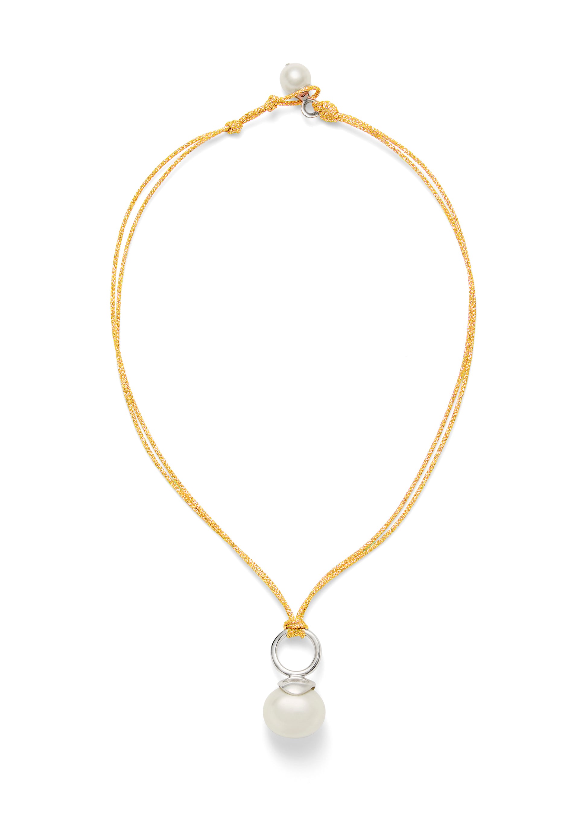 Pebble Pearl Cord Pendant Sterling