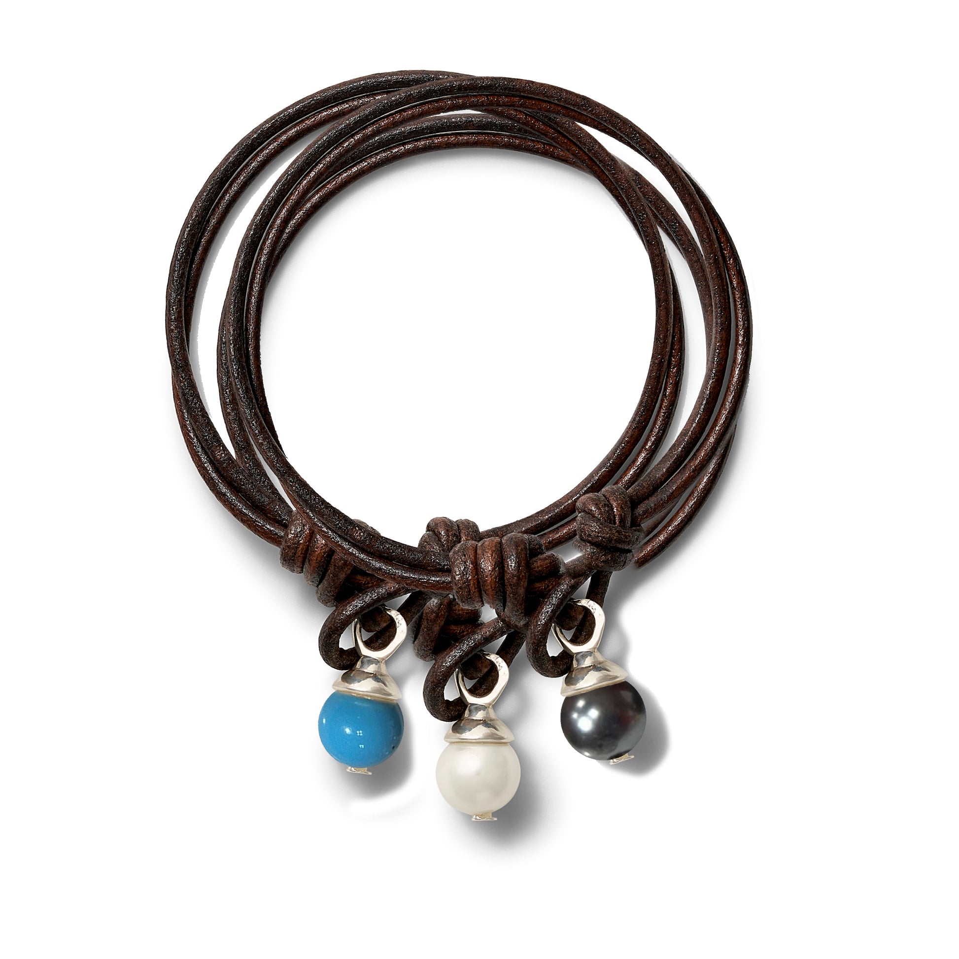 Teeny Sterling + Brown Leather Trio