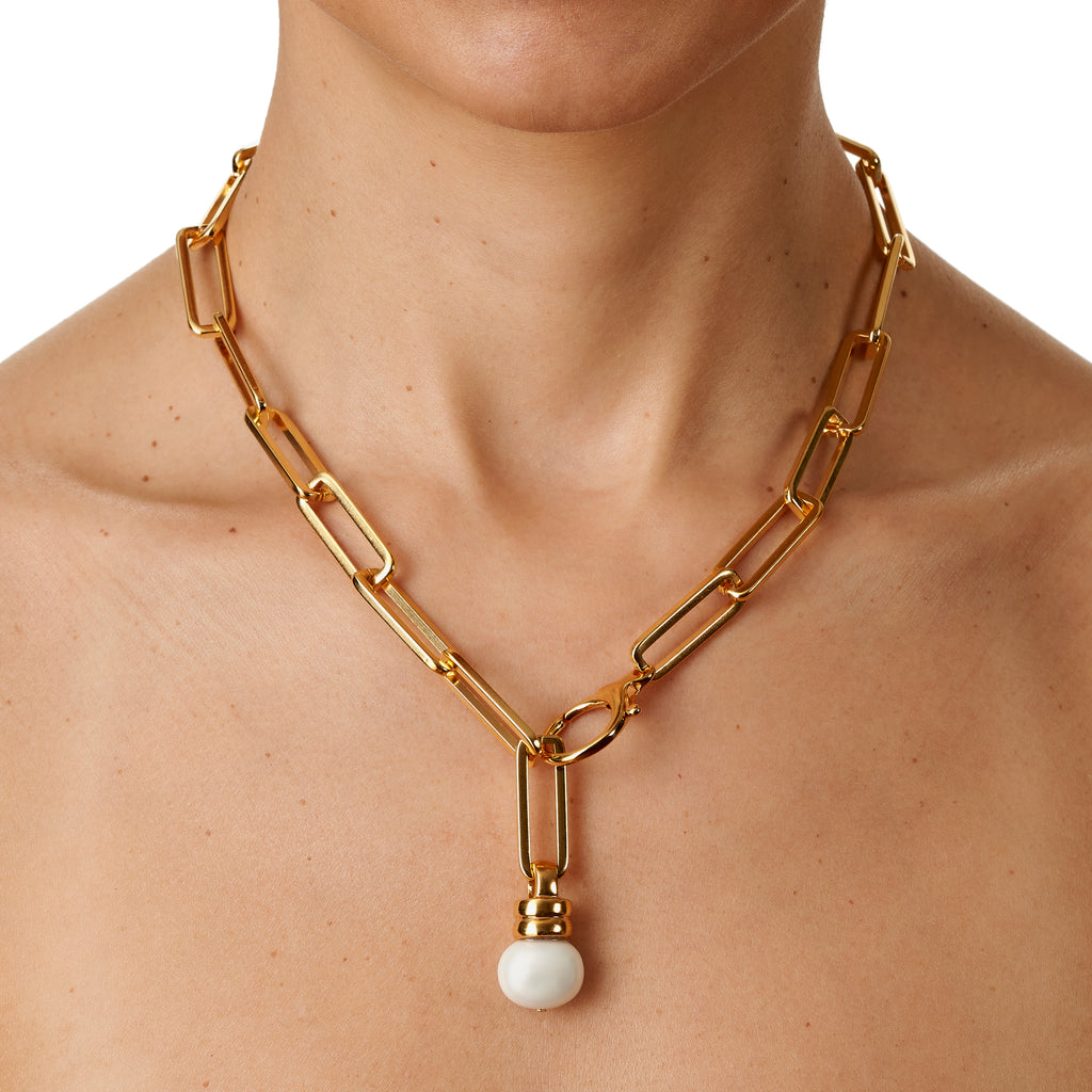 Boxy Link + Pearl Pendant